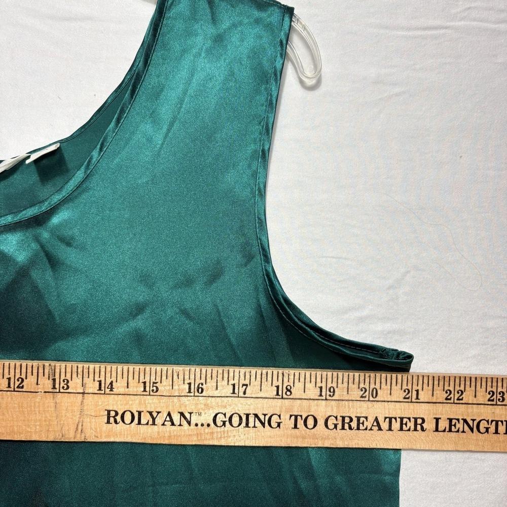Vintage Victoria's Secret Satin Tank Top Green USA Y2K Sleepwear Loungewear M - Picture 7 of 8